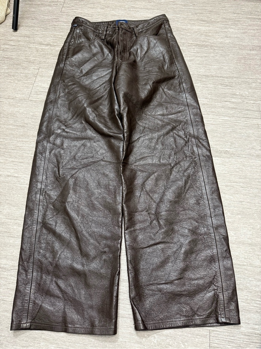 Citizens of Humanity Ayla Baggy Faux Leather Pants Brown Wide Leg Quiet Luxury